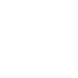 A white circle with a flame shaped cutout